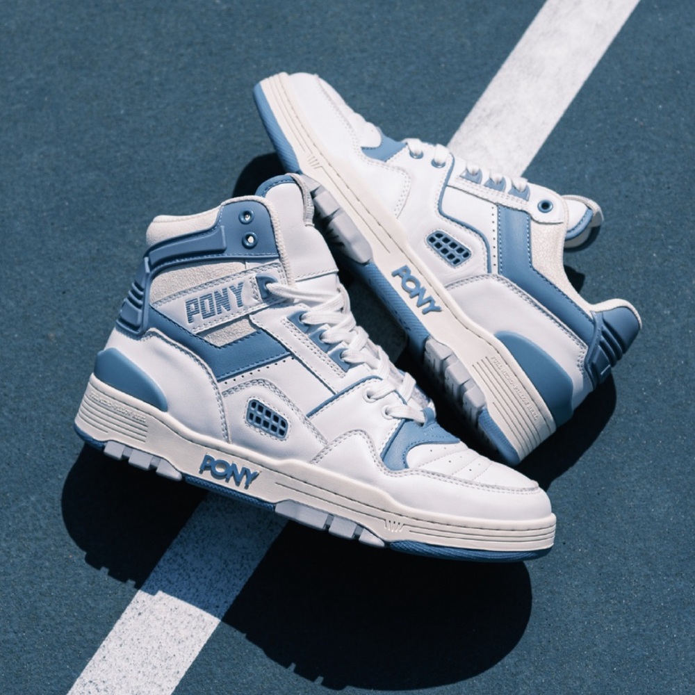 Pony Blue and White High-Top Sneakers BRAND NEW